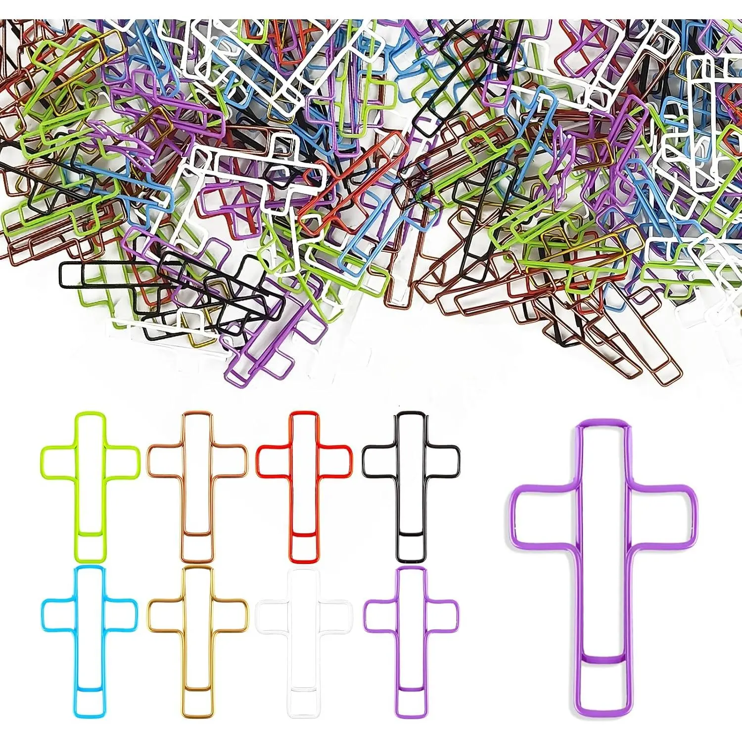 50 count  Paperclips – -Shaped  Coated Paper Clips, Christian Bookmark for  Journaling, Planner, Office Use – Multicolored Cute Faith