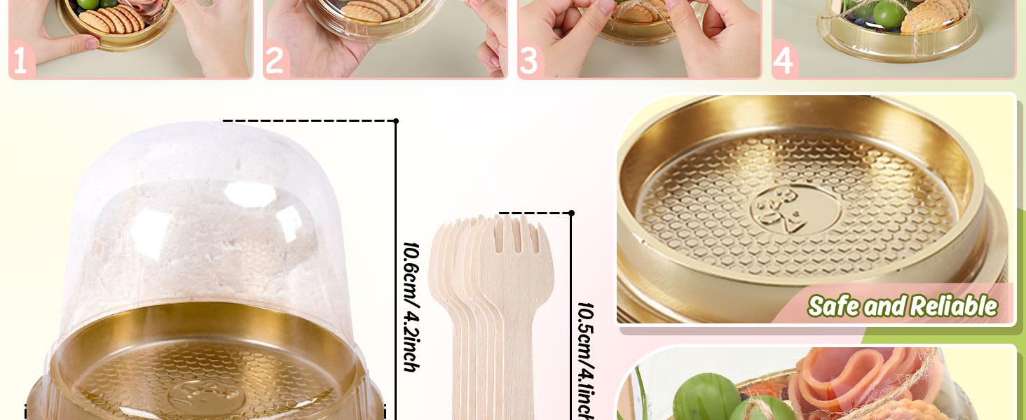 50 Sets Disposable Individual Charcuterie Cup Clear Plastic Round Cake Boxes with Dome Lids Mini Wooden Spork Rope for Outdoor Snack Packing Open Houses Gatherings Wedding Party Event 50 Sets Disposable Individual Charcuterie Cup Clear Plastic Round Cake Boxes with Dome Lids Mini Wooden Spork Rope for Outdoor Snack Packing Open Houses Gatherings Wedding Party Event