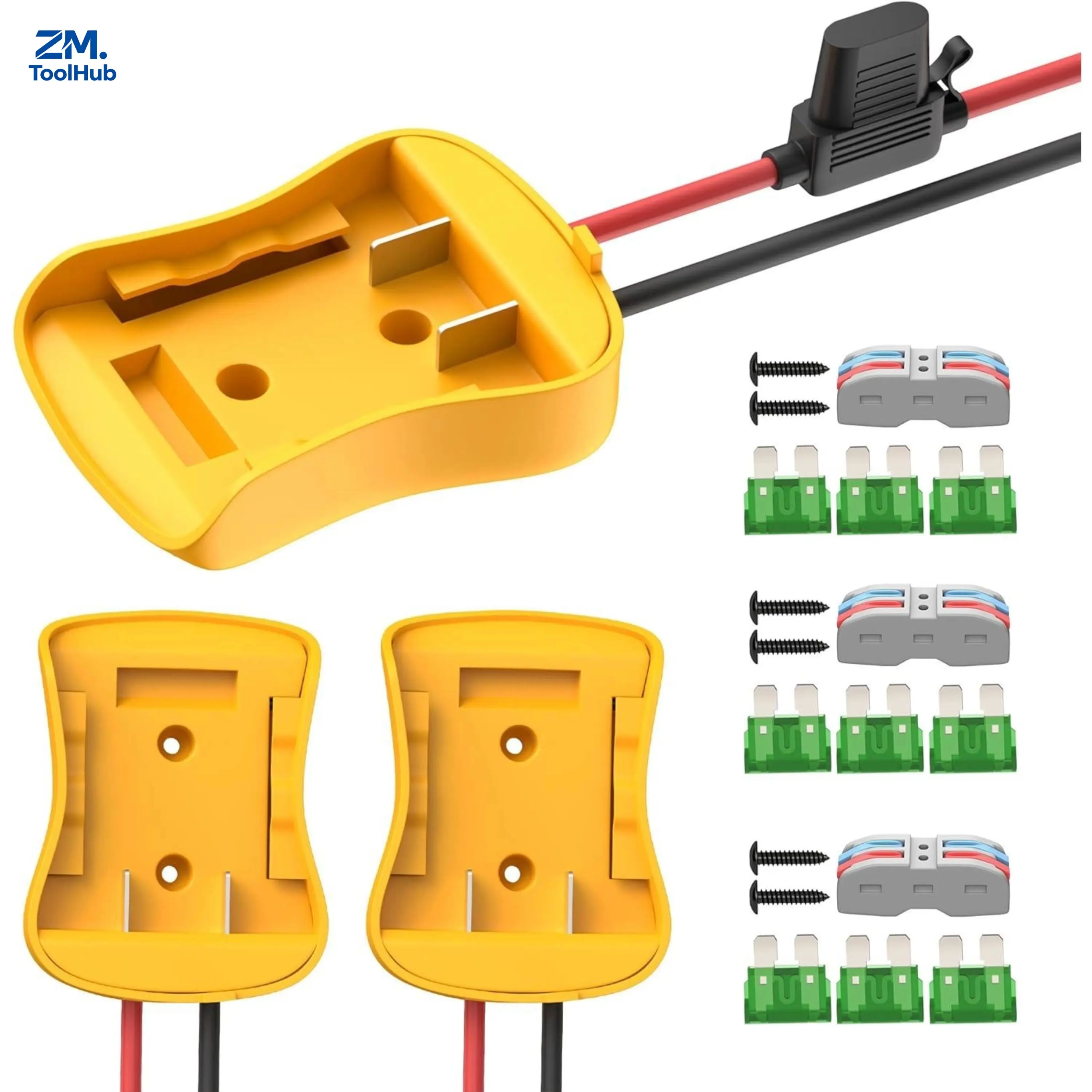 3 Pack Battery Adapter Converter Kit Compatible with Dewalt 20V Battery, Equipped with 12 AWG Wire, Fuses and Matching Connectors