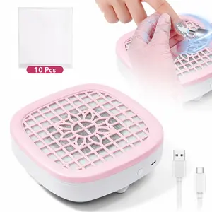 USB Powered Nail Dust Collector, Portable Nail Art Vacuum Dust Cleaner with 10Pcs Filter Pads, Compact Nail Vacuum Fan Dust Collector for Beginner, Manicure Pedicure Clean Tool for Home Use