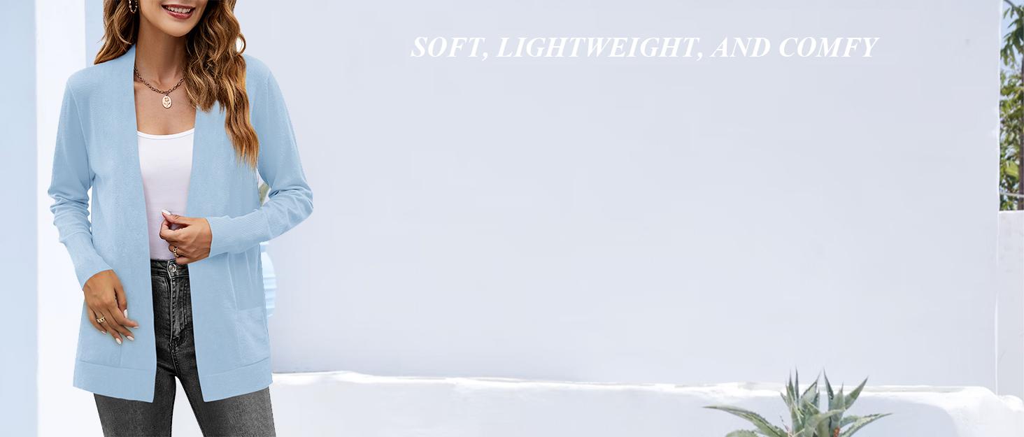 Yousify Womens Cardigan Sweater Long Sleeve Open Front Knit Cardigan Sweater with Pockets