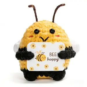 Handcrafted Crochet Emotional Support Bee Doll, Unique Craftsmanship - Yarn Toy for Encouragement Gifts, Ideal for Mother's Day, Graduation, Birthdays, and Desktop Companions for Friends, Colleagues - Perfect for Daughters, Son