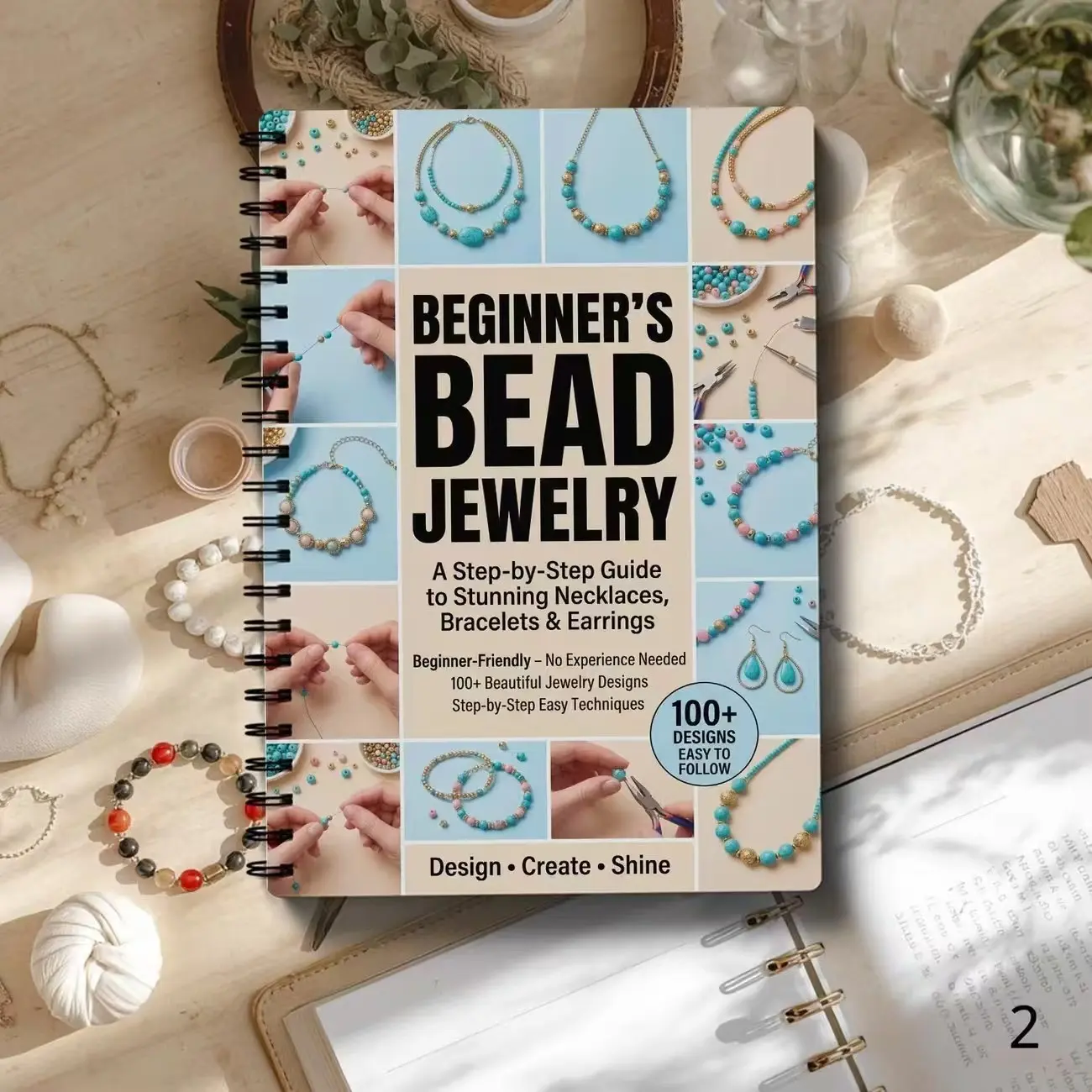 DIY Jewelry Making Book for Beginners, 100+ Bead Designs for Necklaces, Bracelets, Earrings, Step-By-Step Guide, Easy-To-Follow Instructions