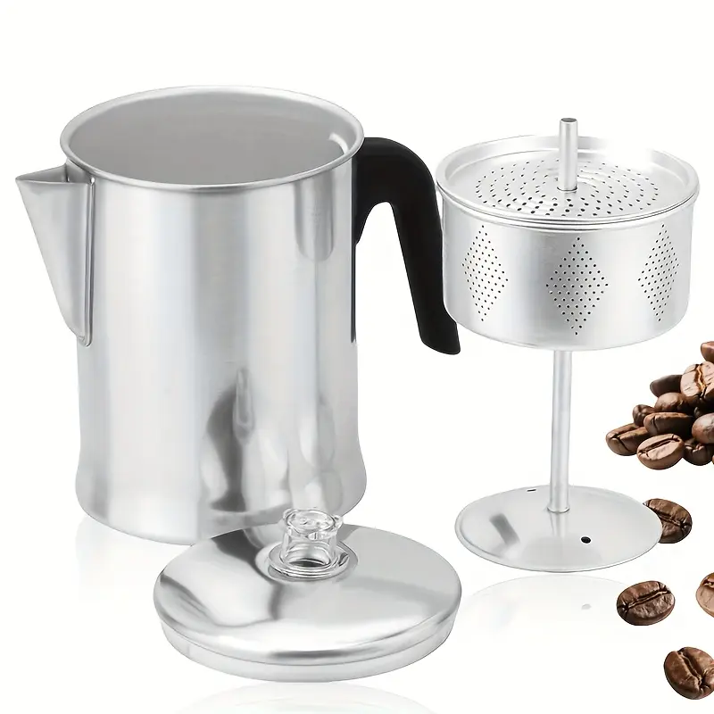 1pc, Percolator Coffee Pot, Coffee Percolator Pot, Durable Aluminum Material Camping 7 Cup Coffee Maker |     Brew Coffee on Fire, Grill Or Stove |     Great for Home, Camping