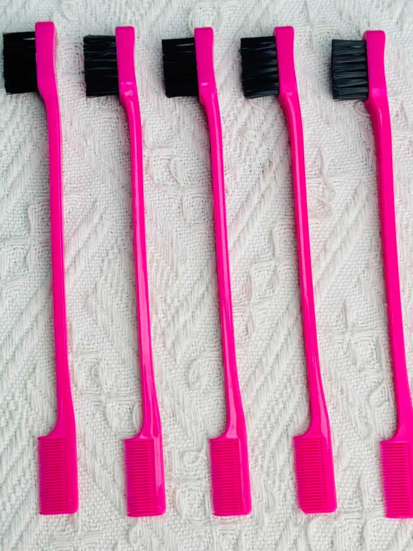 5-Pack Dual-Ended Eyebrow Brush Comb, Rose, Soft and Hard Bristles, Hair Damage-Free, Hair Styling Tool, Brow Makeup Setter, Spoolie Brush