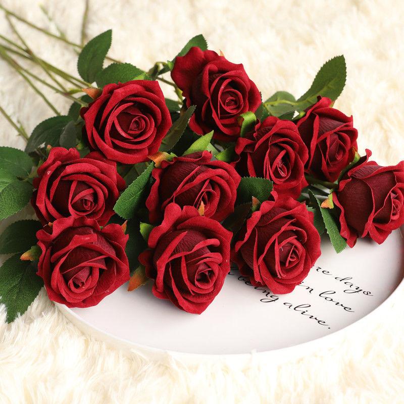 12 pcs Velvet rose artificial flower rose waterfall Valentine's Day fake flowers home wedding decoration popular photo spot rose