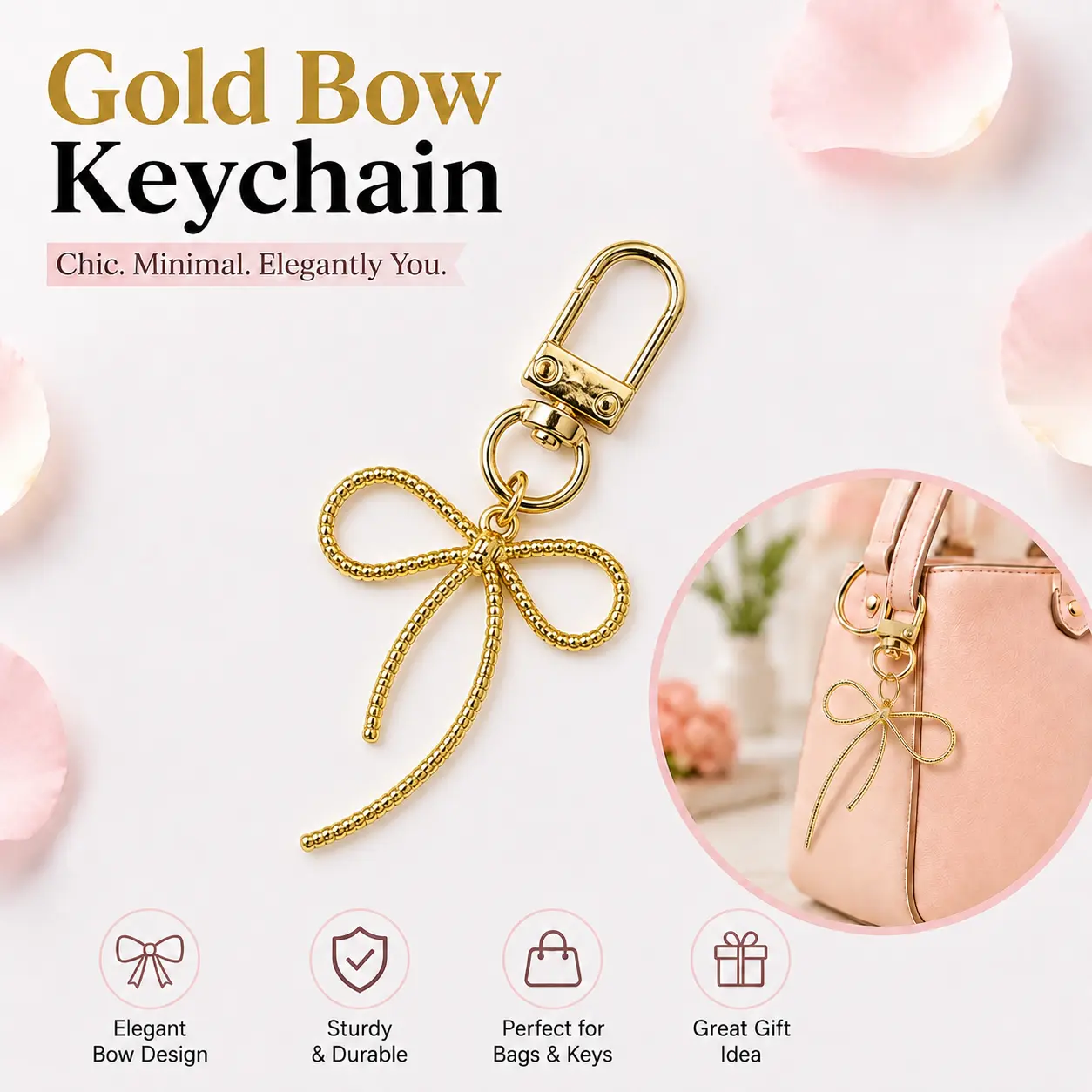 Bow Design Keychain, Cute Keychain for Women & Men, Stylish Keychain for Bags, Trendy All-match & Exquisite Keychain for Birthday Gift, Stylish Keyring-YY0