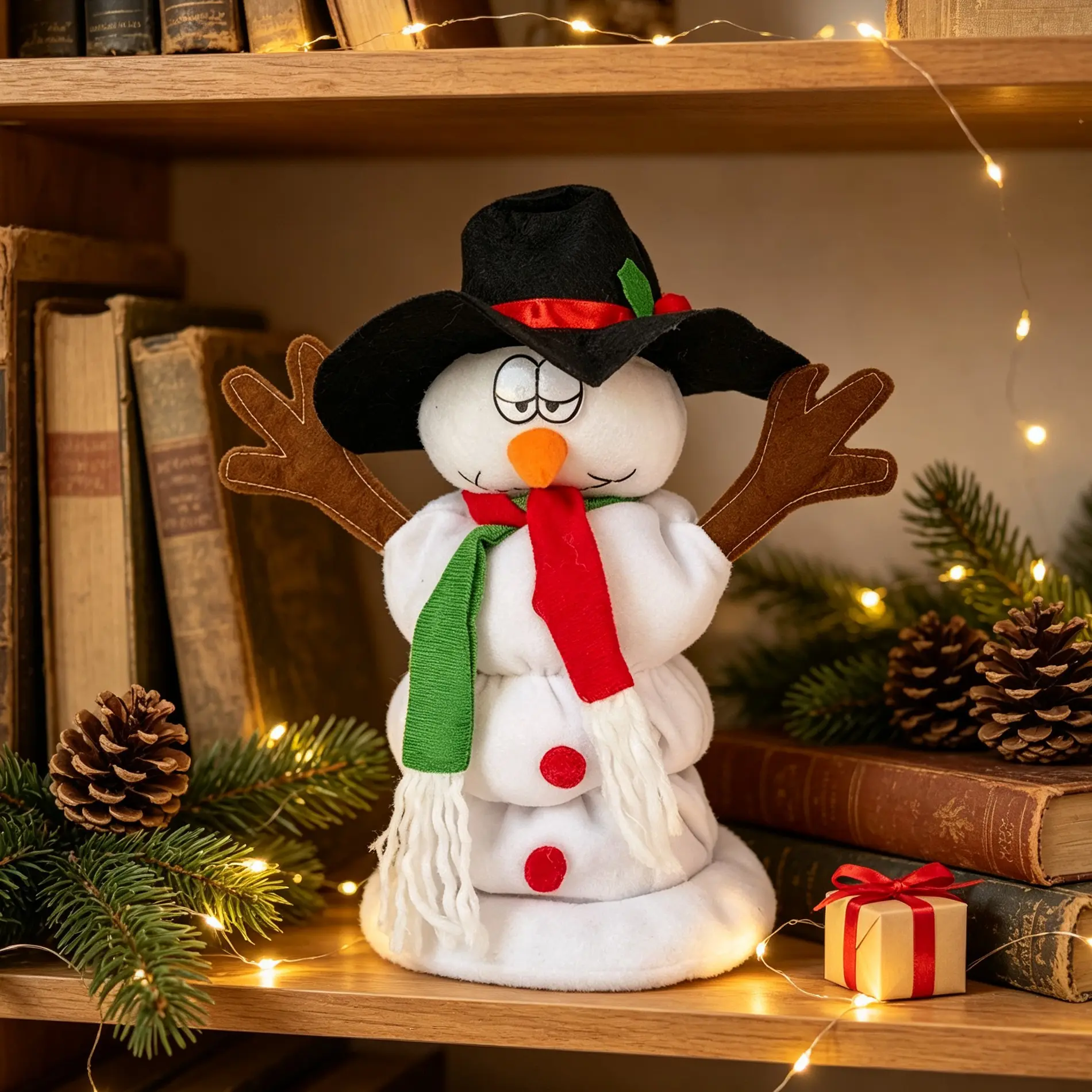Christmas Atmosphere Filled! 31cm Dancing Snowman Doll, Electric Plush Toy, Christmas Tree Decoration, Kids Holiday Gift, Home Decor, Party Setup