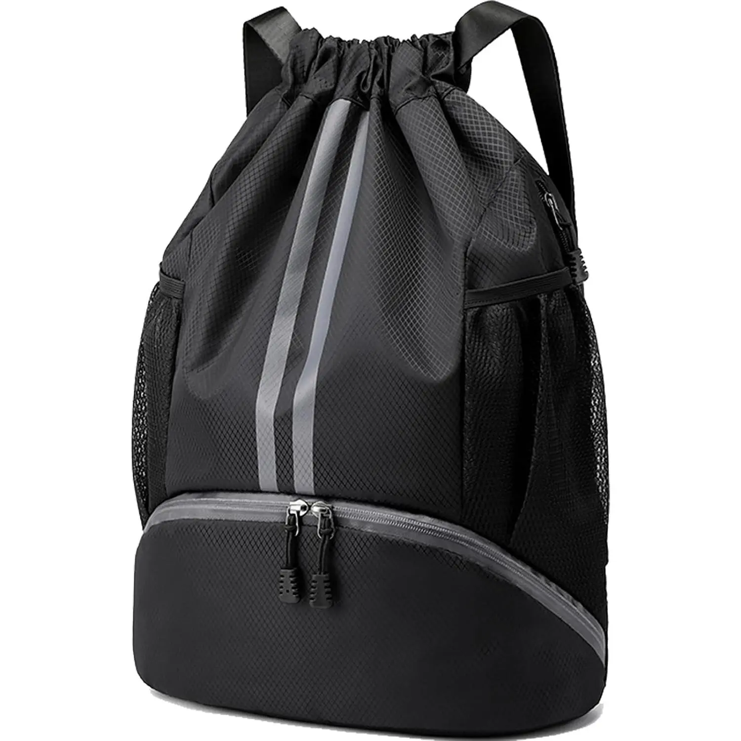 Polyester Multifunctional Sports Drawstring Backpack - Lightweight Gym Bag with Sports Fitness Design, Shoes Compartment, Wetproof Pocket, Adjustable Wider Shoulder Straps for Basketball, Soccer (For Men, Women), Lightweight Sports Bag