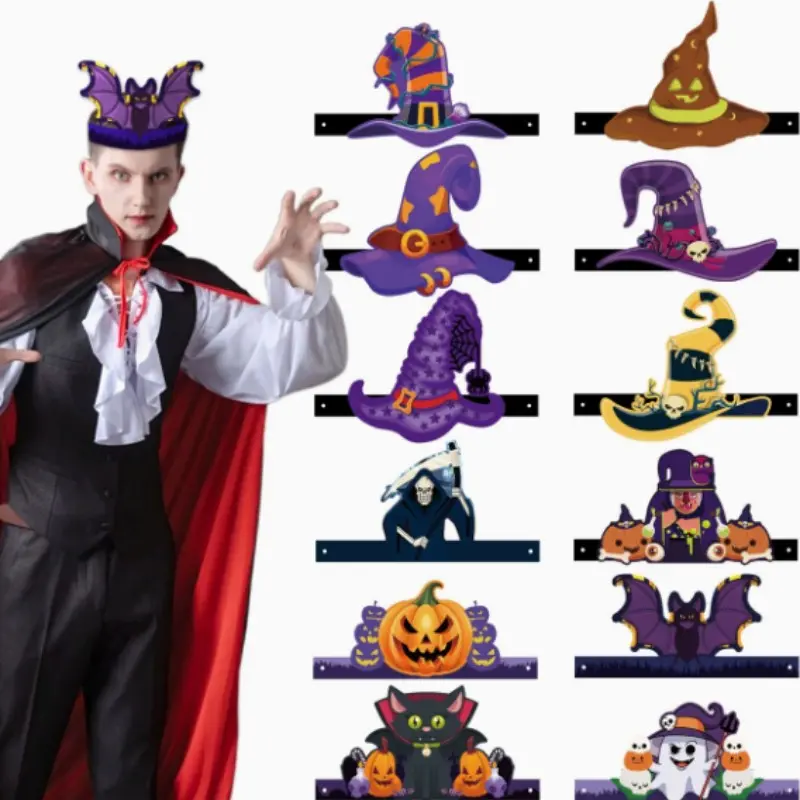 Halloween Ghost Pumpkin Death Crown Hat, Cosplay Witch Hat for Halloween Party, Costume Accessory for Women, Fun and Stylish Design