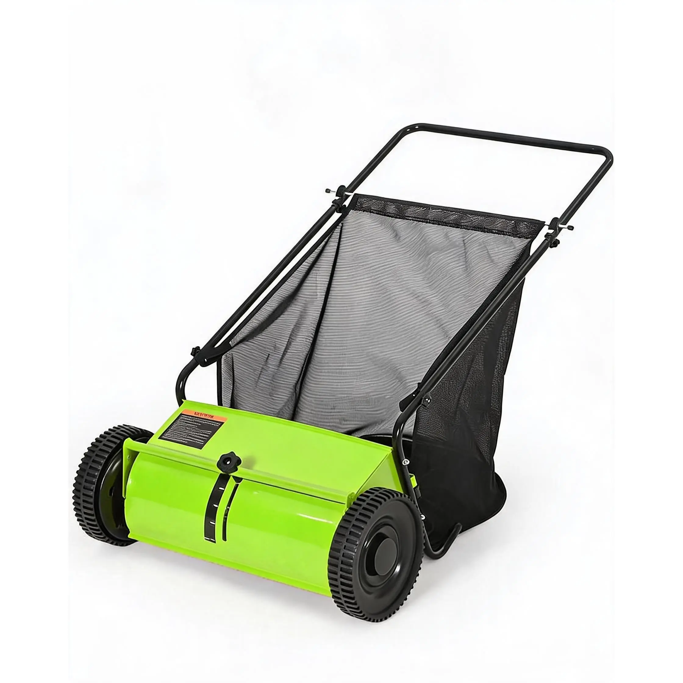 21 Inch Push Lawn Sweeper with 6 Cu ft Hopper Bag – Walk Behind Leaf and Grass Collector with Adjustable Brush Height for Garden, Patio, and Driveway Cleanup