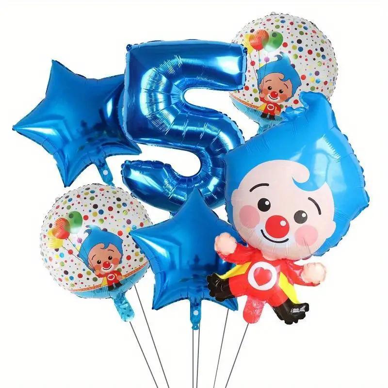 8PCS New Circus-themed Clown Aluminum Film Balloon Set Birthday Party Decoration