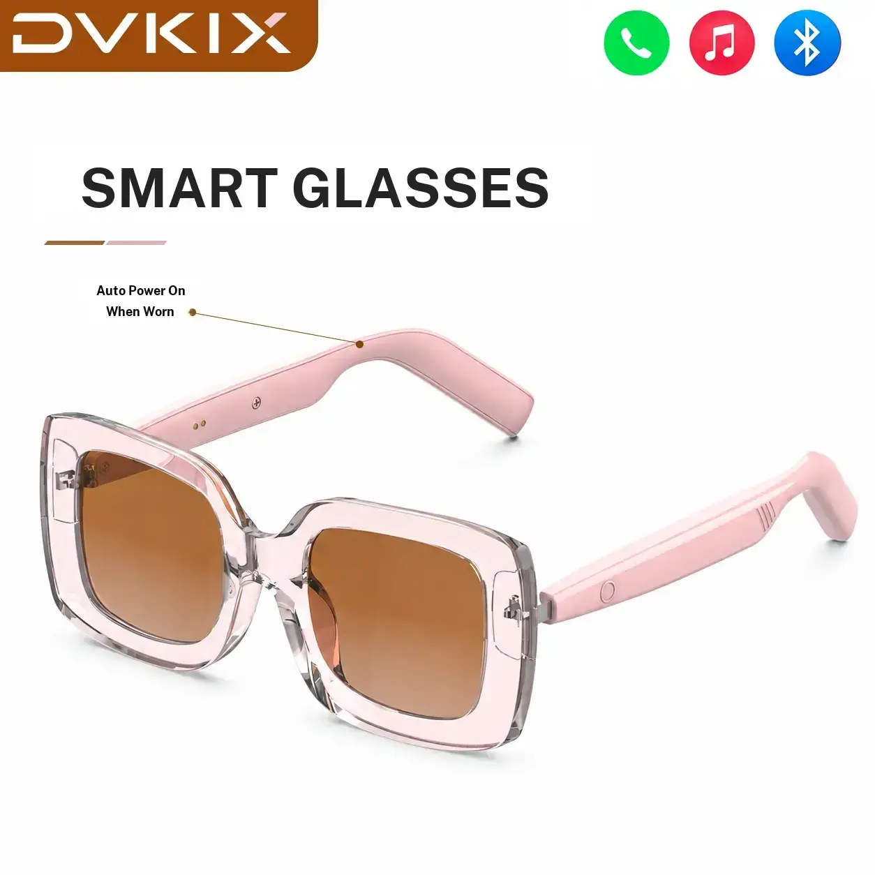 DVKIX new smart sunglasses, equipped with automatic power on technology when put on, can answer calls, play music, protect against ultraviolet rays, control mobile phone photos, suitable for leisure sports, suitable for both men and women, as a gift