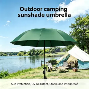 Outdoor Camping Sunshade Umbrella with Clip, Beach Gear, Essential Camping Item, 53-Inch UV Protection Rain Umbrella, Ideal for Travel, Fishing, Golf, Outdoor Parasol