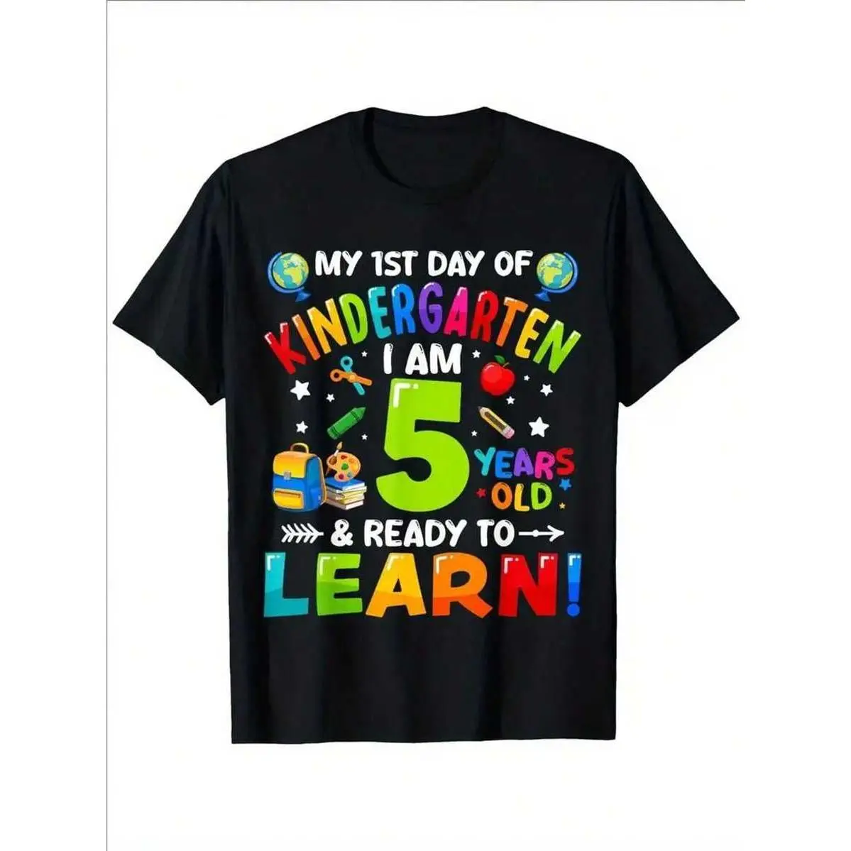 Kindergarten First Day Of School T-Shirt For Boys & Girls - Soft Breathable Fabric, Comfortable Short Sleeve Tee With Vibrant "My 1st Day Of Kindergarten" Print & Playful School Icons - Perfect Back To School Gift For Kids, Kindergarten Shirt, Backtoschoo