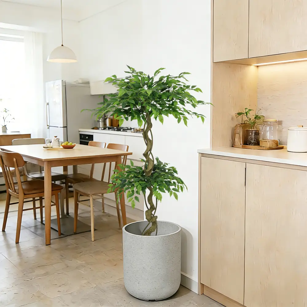 6FT Artificial Ficus Tree with Pot, Realistic Faux Banyan Tree Indoor Outdoor Decor, Lifelike Fake Plant for Home Office Living Room Bedroom Patio Corner Decoration, Tall Artificial Greenery Tree, Maintenance Free Floor Plant for Modern Home Decor