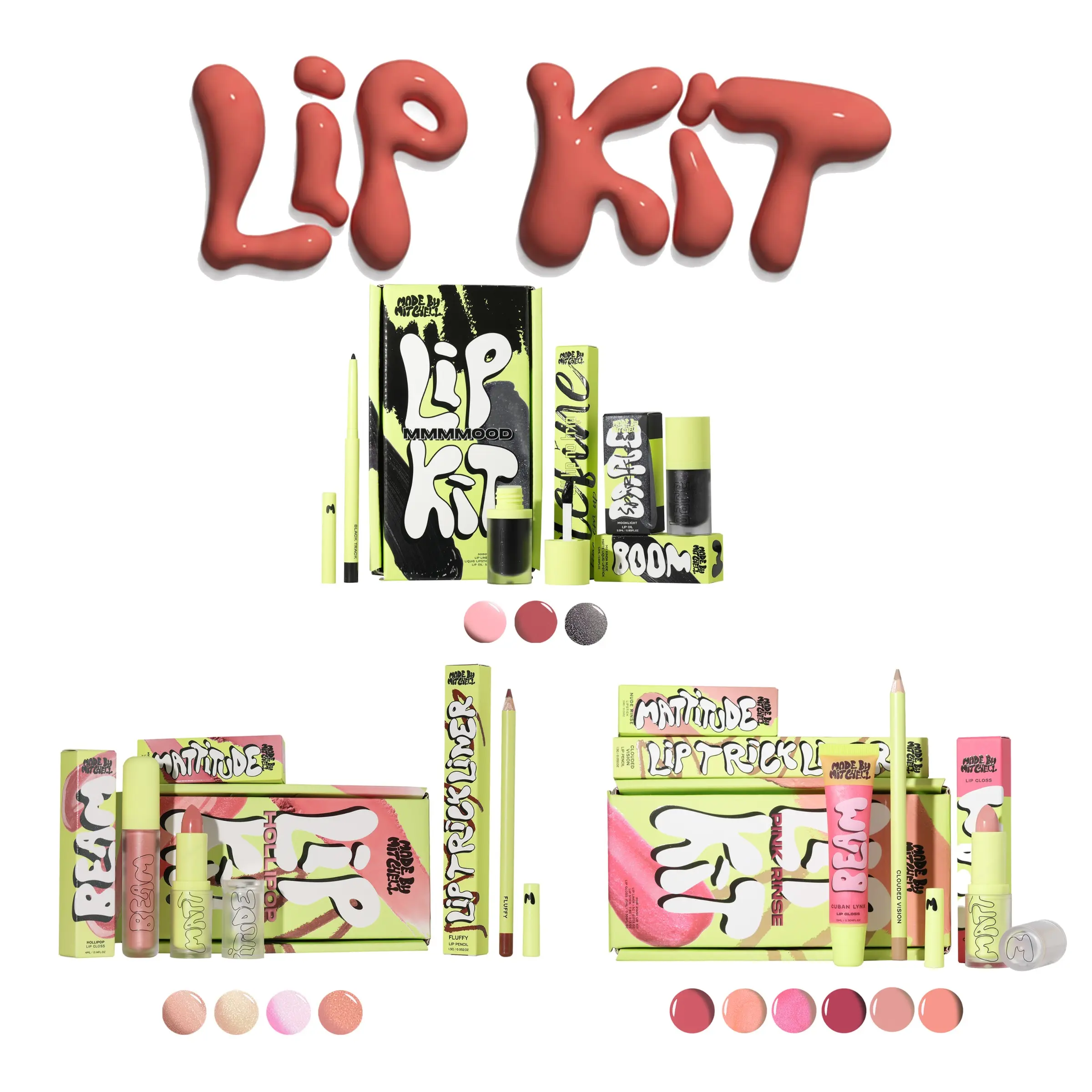 Made By Mitchell Mood Series Lip Makeup Kit, Lip Liner & Lip Gloss Cosmetic Set Made By Mitchell Mood Series Lip Makeup Kit, Lip Liner & Lip Gloss Cosmetic Set