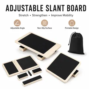 Solid wood adjustable incline training board: non-slip surface + detachable support blocks, suitable for ankle joint strengthening, balance training, and plantar fasciitis rehabilitation