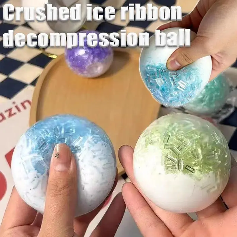 1PC Ice Stick Squeeze Ball Crushed Ice Cream Squishy DIY Colorful Ribbon Soft Slow Rising Stress Reliever for Children, 6Cm X 6Cm X 6Cm, Anxiety Relief