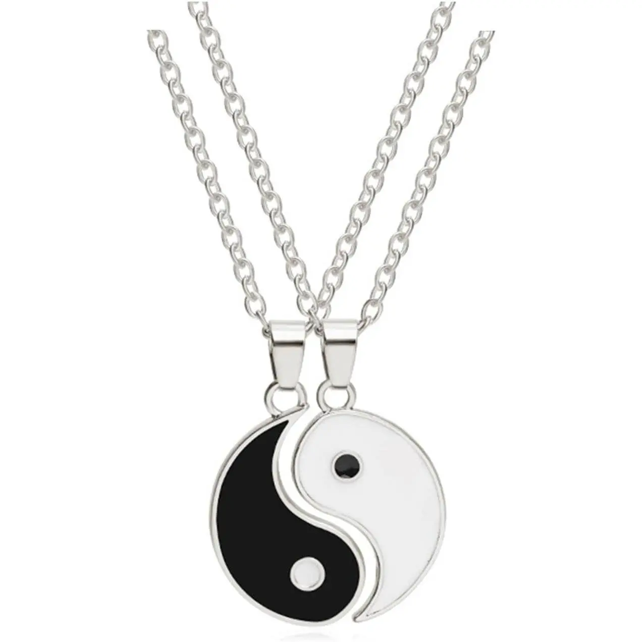 Yinyang BFF Couples Pendant Necklace 2 count Matching Puzzle Pendant Necklaces for Won n Friendship Boyfriend Girlfriend Jelry