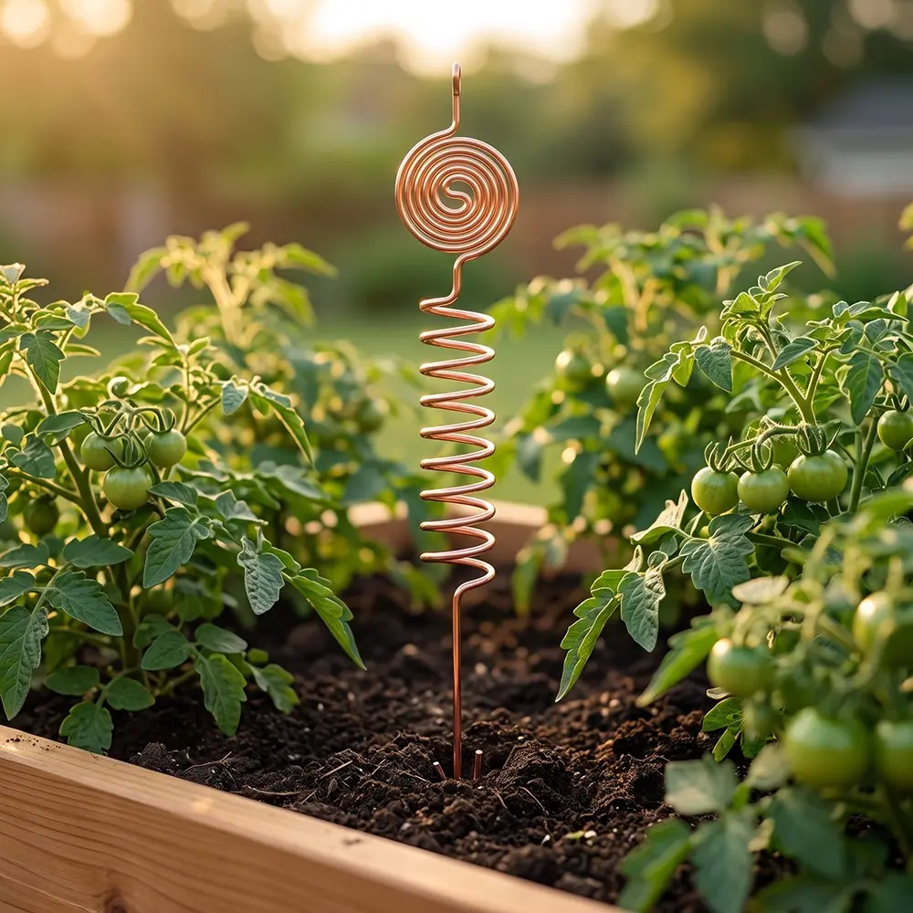 Electroculture Copper Gardening Antenna Kit, Thick 10 Gauge 99% Copper Wire Copper Coil Plant Stakes, Tesla Coil Inspired Garden Antennas for Vegetable Gardens, Raised Beds, Houseplants & Indoor Flowers