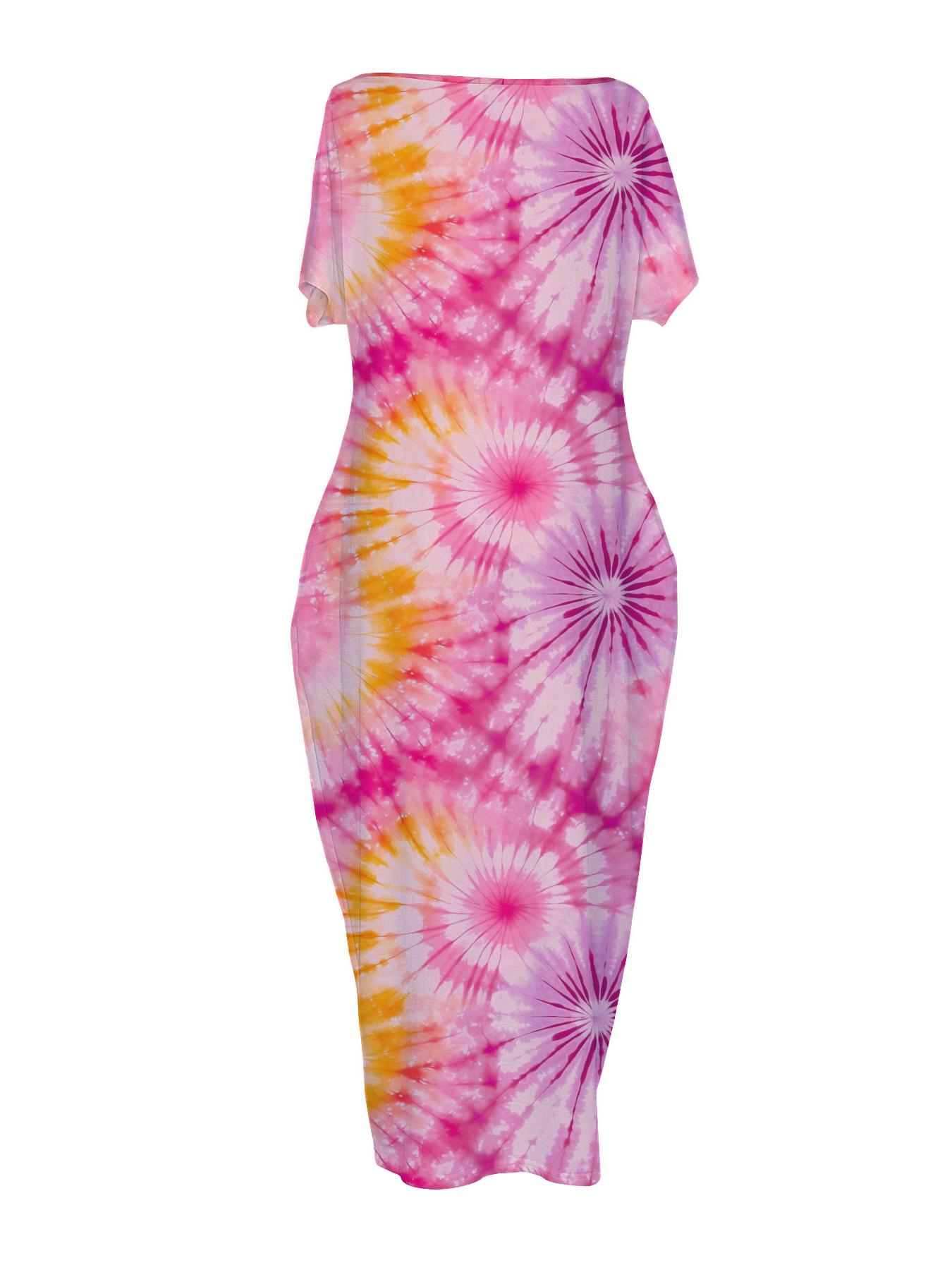 Women's Butterfly/Star Print Pocket Round Neck Nightdress, Casual Soft Comfortable Short Sleeve Nightgown for All Seasons, Lady's Sleepwear for Indoor Wear, Sleepwear Dresses