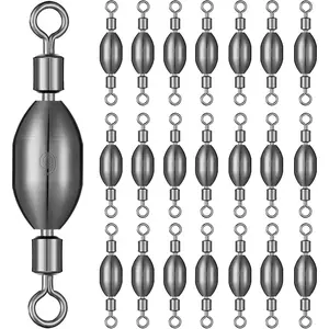 20 Pcs Brass Fishing Sinker Swivel Fishing Weights Saltwater Bullet Sinkers Drop Shot Weight Egg Sinkers with Swivel Rolling Removable Freshwater
