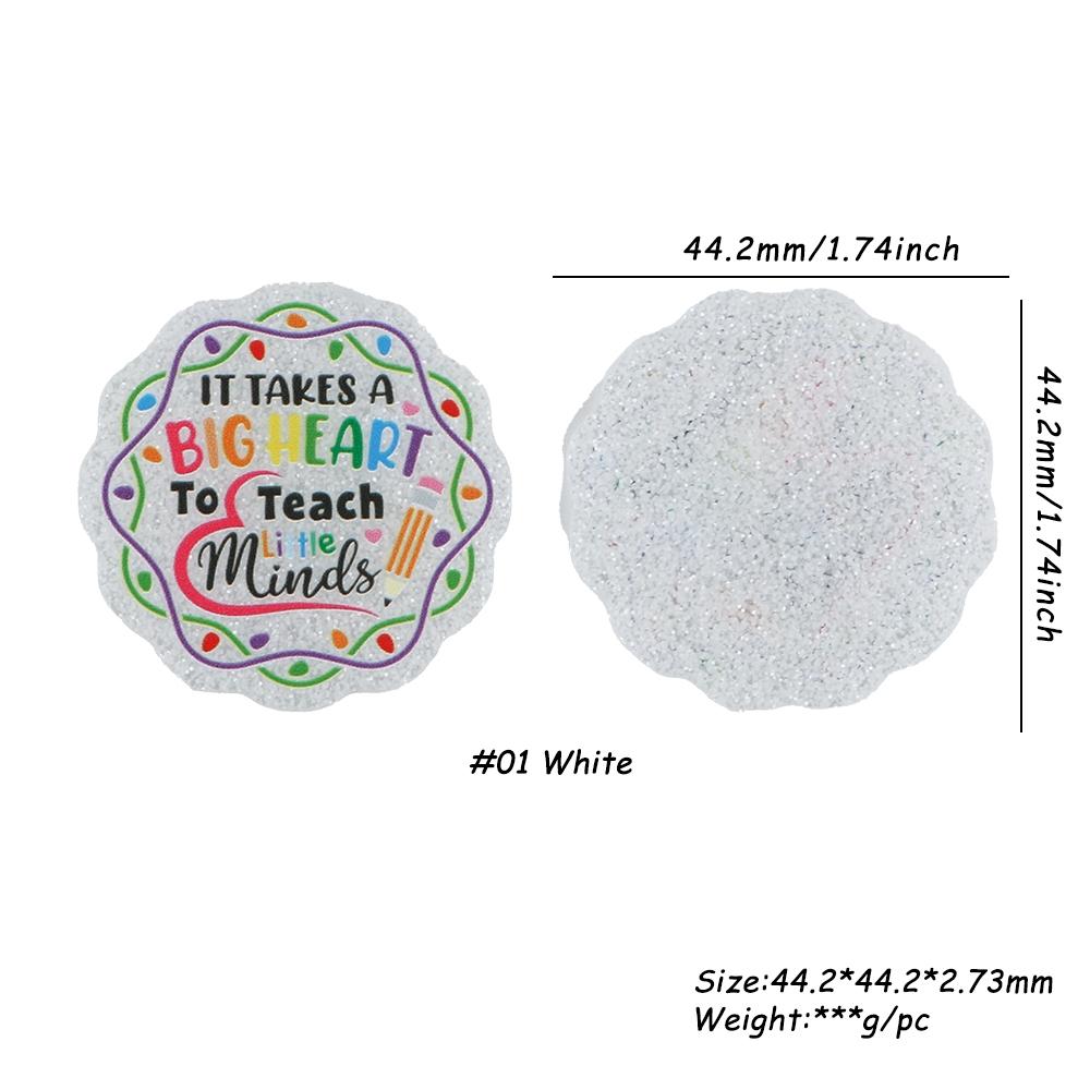 Teacher Theme Acrylic Resin Flat Back Charms, No-Hole Multi-Color DIY Craft Supplies for Badge Reels, Phone Stands, Hair Clips, DIY Jewelry Accessories