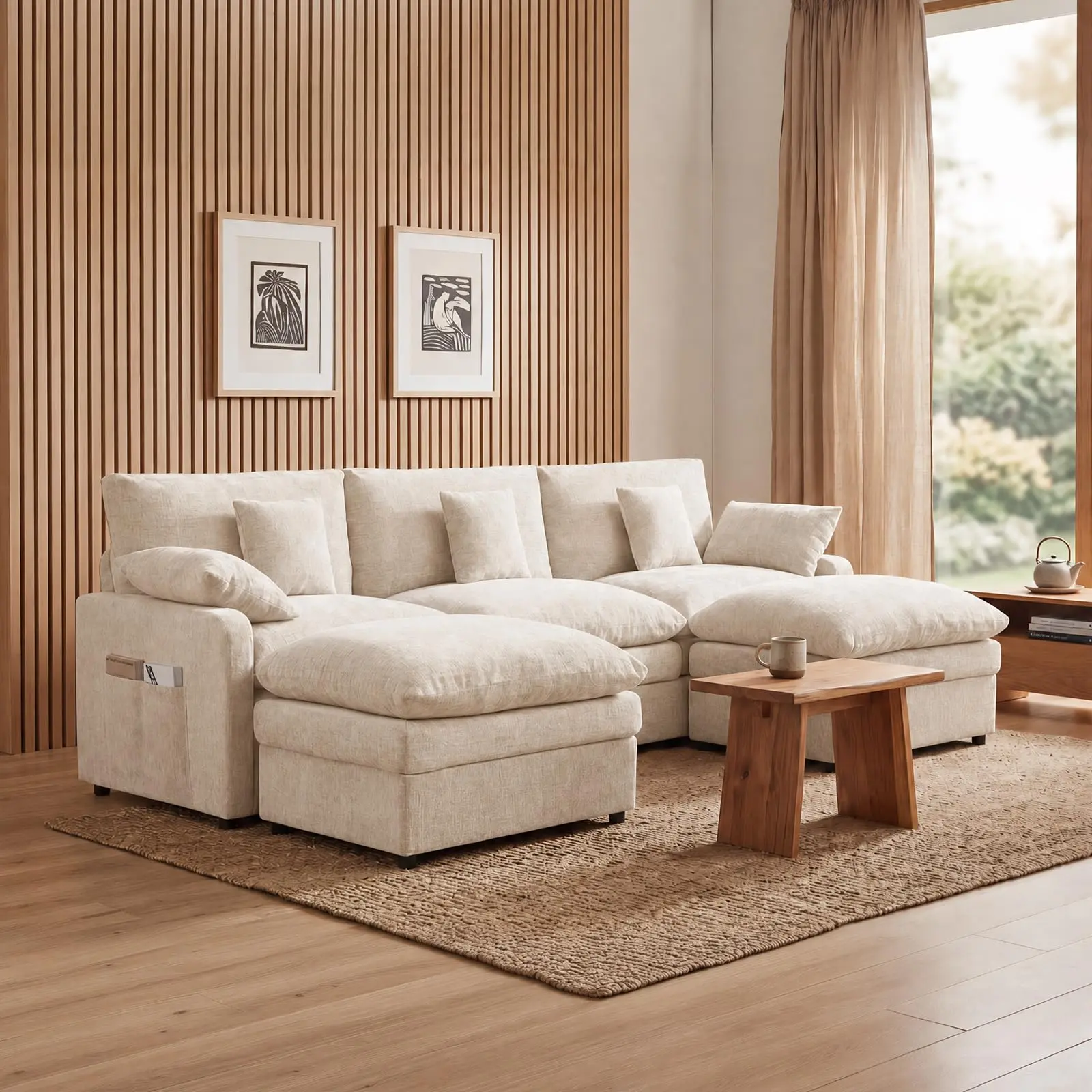 3-Seat Large Multi-Person Upholstered Sofa - Spacious Modern Single Unit Comfortable Couch, Durable Stylish Indoor Furniture for Living Room Apartment, Three Seats