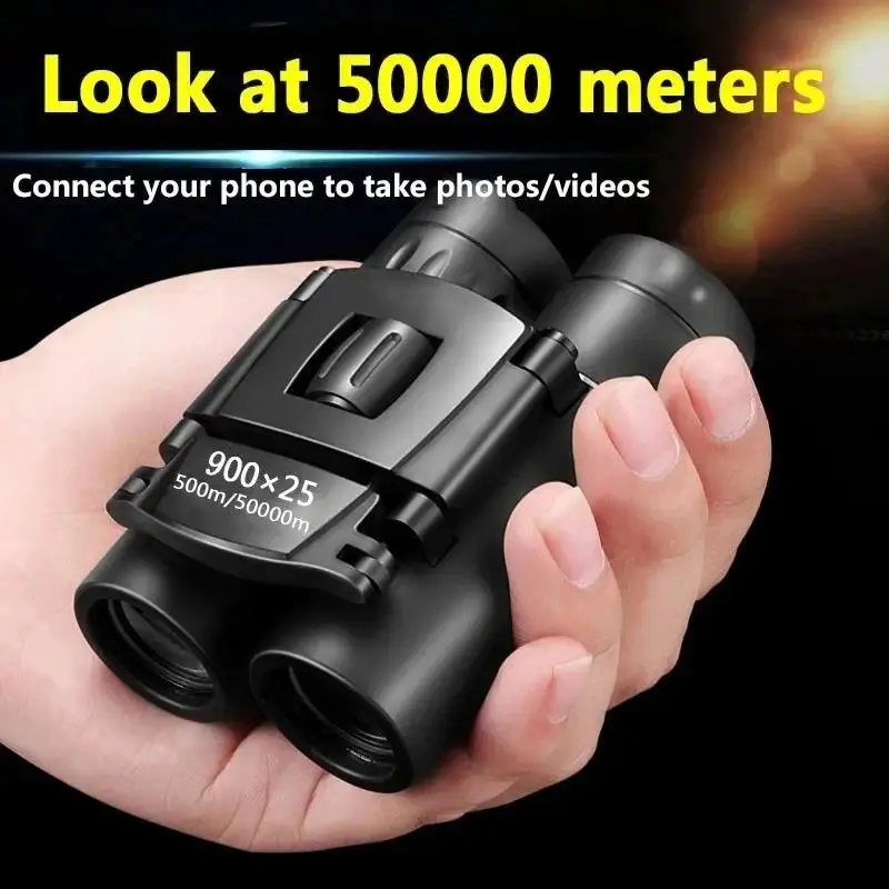 High Definition Binoculars for Crystal-Clear Views, 900x25 Compact Foldable Metal Body with BAK4 Prisms and Low Light Capability, Camping,camping essentials, Detailed And Immersive Viewing