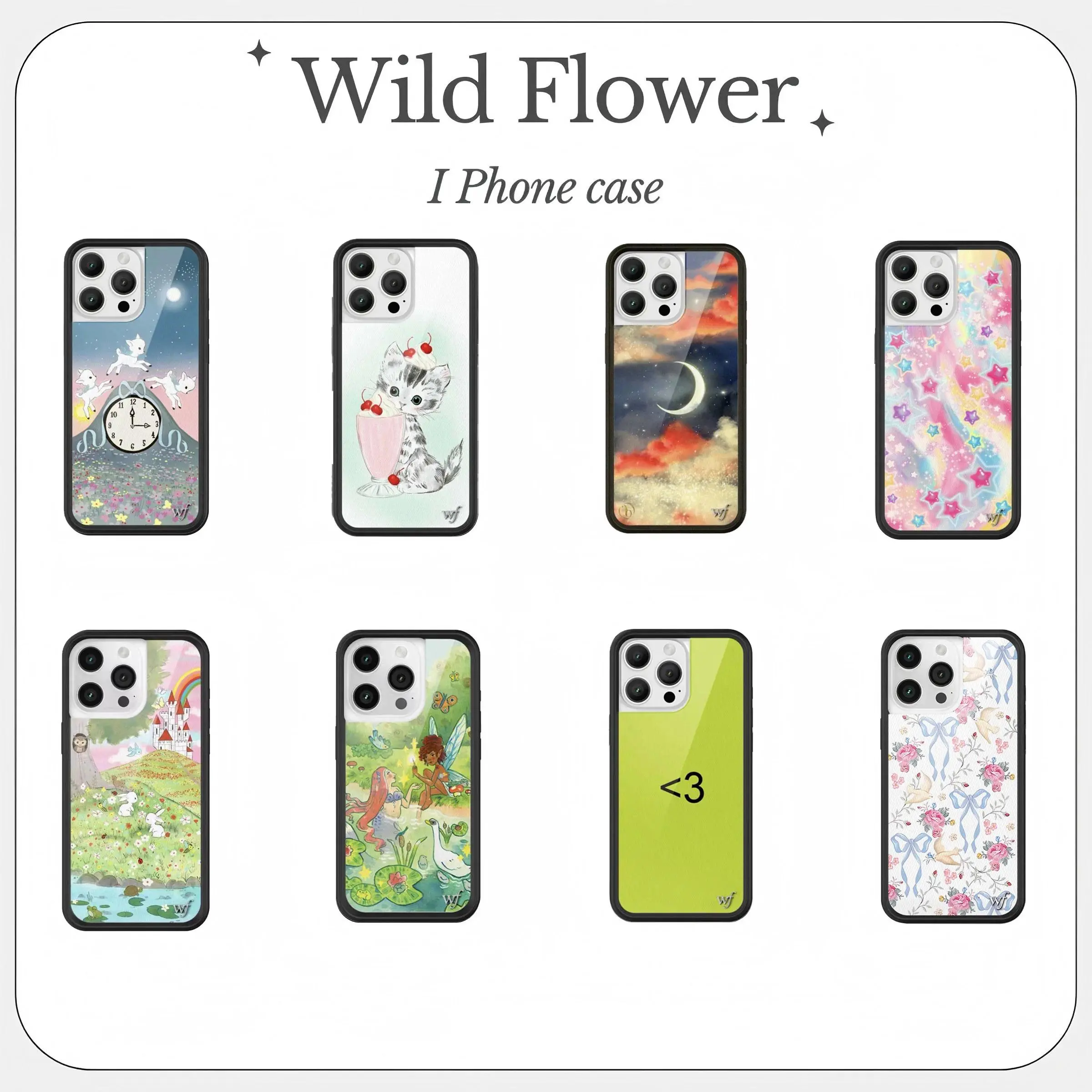 Wildflower 3D Ins butterfly Phone Case for iPhone 16 15 14 13 12 Pro Max Plus 16pro 15pro WF Cute Cartoon Cover Funda case 16 15 Cellphone Protective