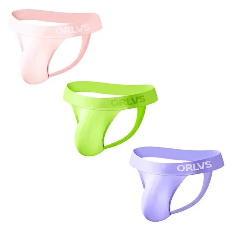 3PCS ORLVS Sissy Thong Men Gay Jockstrap Modal Sexy Bikini Underwear Breathable Men Lingerie Underpants G Strings Cueca Thongs