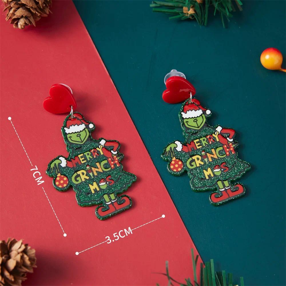 2026 Christmas Earrings Classic Cartoon Series Metal Acrylic Drop Earring for Woman Girl New Year Christmas Party Gift