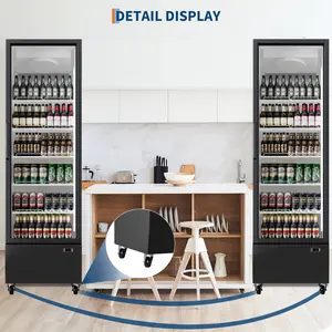 High-Capacity Commercial Beverage Display Cooler 13.4 Cu.Ft, Glass Door Upright Refrigerator with 5 Customizable Shelves & Built-in LED Lights, Premium Merchandising Fridge for Bar Retail Restaurant Use