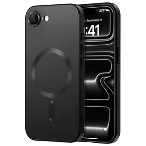 Magnetic for iPhone 16E 17E SE4 Full Camera Protection Shockproof Matte Metallic Phone Case