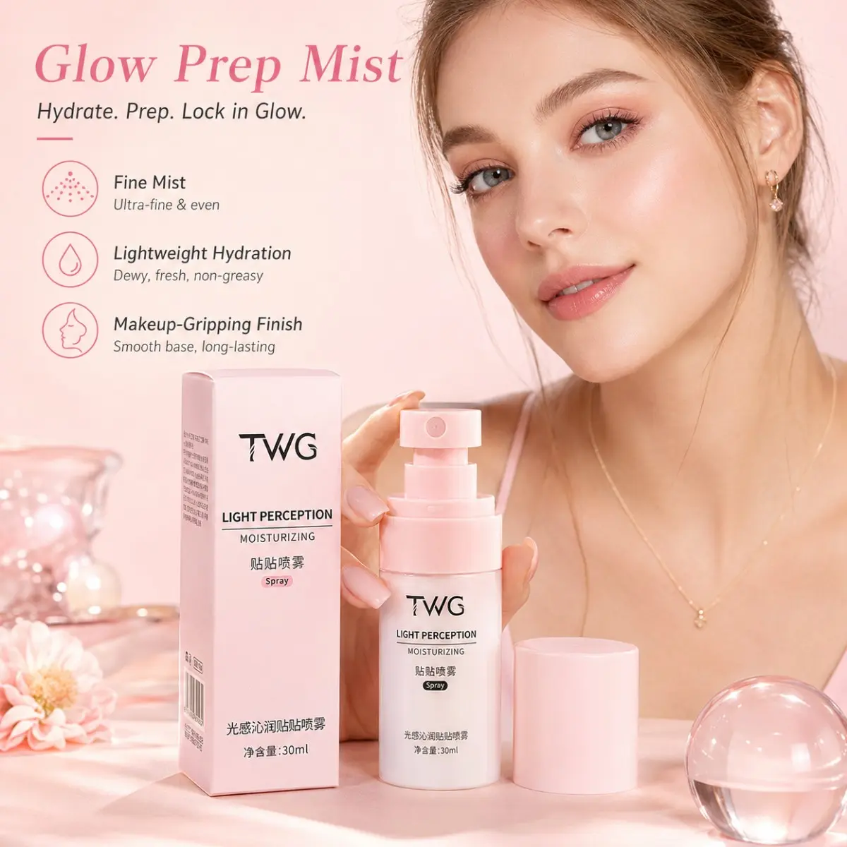 Twg Hydrating Primer Spray, Moisturizing Makeup Base, Glow Base, Long-Lasting Wear, Pre-Makeup Skin Prep, Affordable Foundation Primer