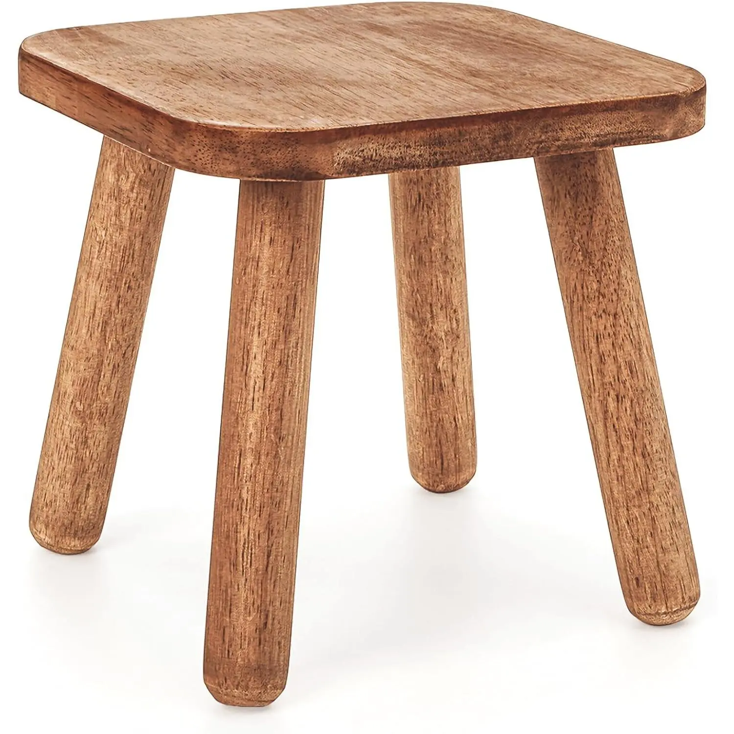 Small Wooden Step Stool for Adults, Contemporary Solid Rubber Wood Footstool in Walnut Finish, Sturdy & Non-Slip for Living Room, Kitchen, Closet, Bedroom, Modern, 300 Pounds