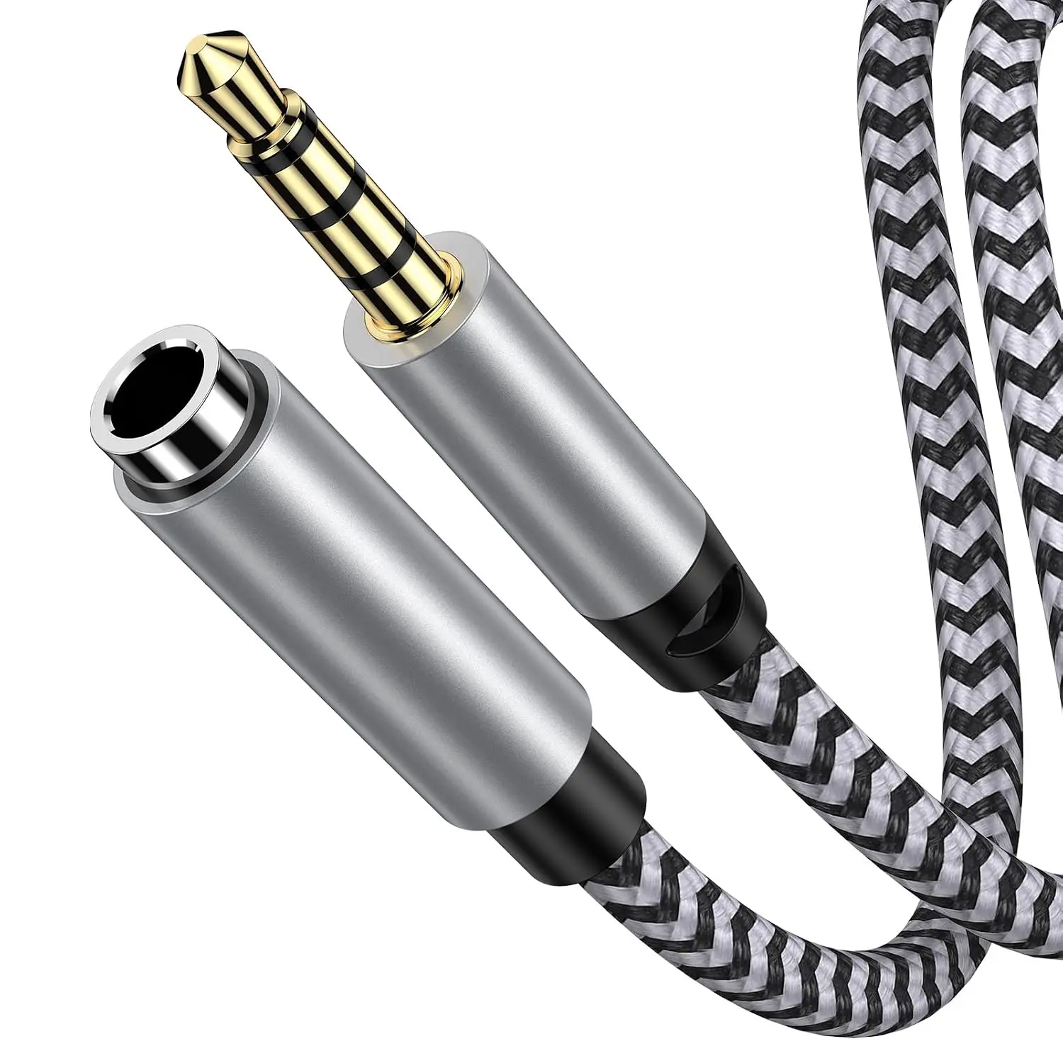 Headphone Extension  6FT 3.5mm Male to Female Stereo Audio Extension  with Microphone Nylon Braided Aux Adapter Extender Cord for Headset  iPad Smartphones Tablets Media Players