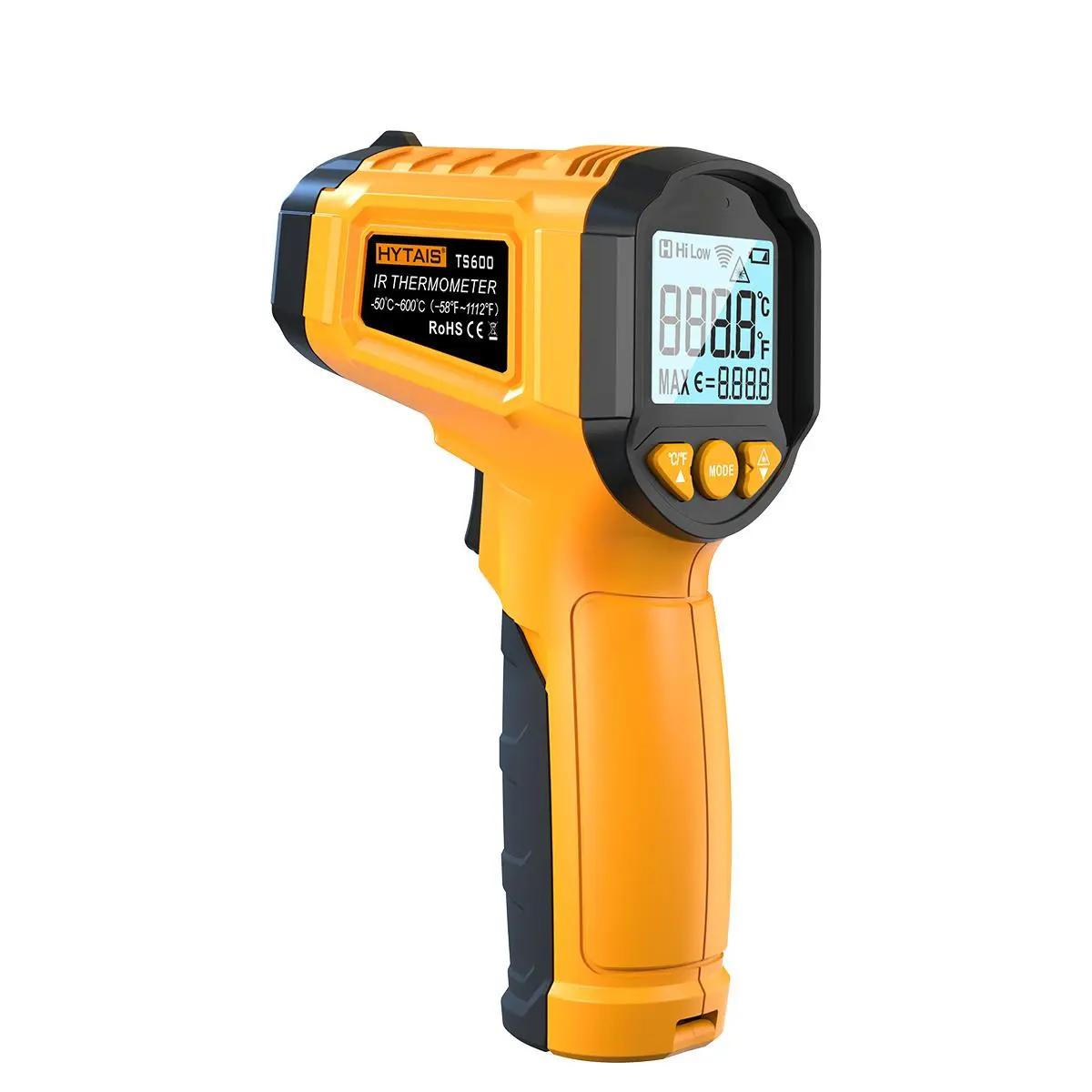 1 pc TS600 Digital Infrared Thermometer Sensor, Non Contact IR Temperature Gun, 0.1-1 Emissivity Adjustable, -50°C~600°C(-58℉-1112℉) Handheld Temp Measure for Household Cooking Pizza Oven Food Temperature Thermometer