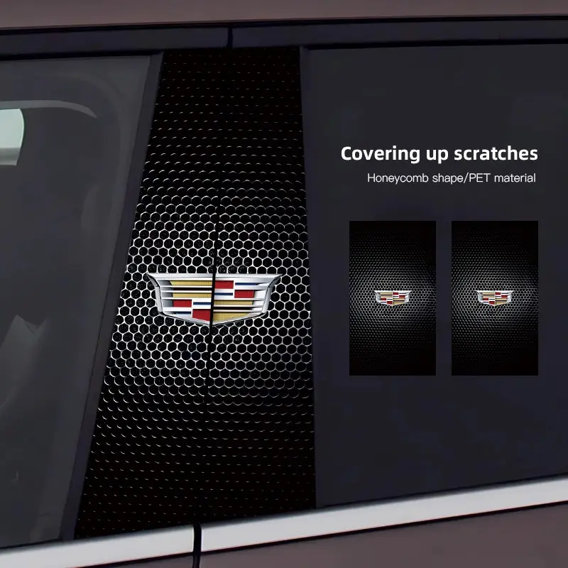 2Pcs Car B-pillar Stickers Auto Center Column Decoration For Cadillac Escalade CTS ATS XTS CT4 CT5 XT5 XT4 XT6 CT6 Lyriq SRX ELR Celestiq EXT XLR Car Styling Decals Automotive Decals