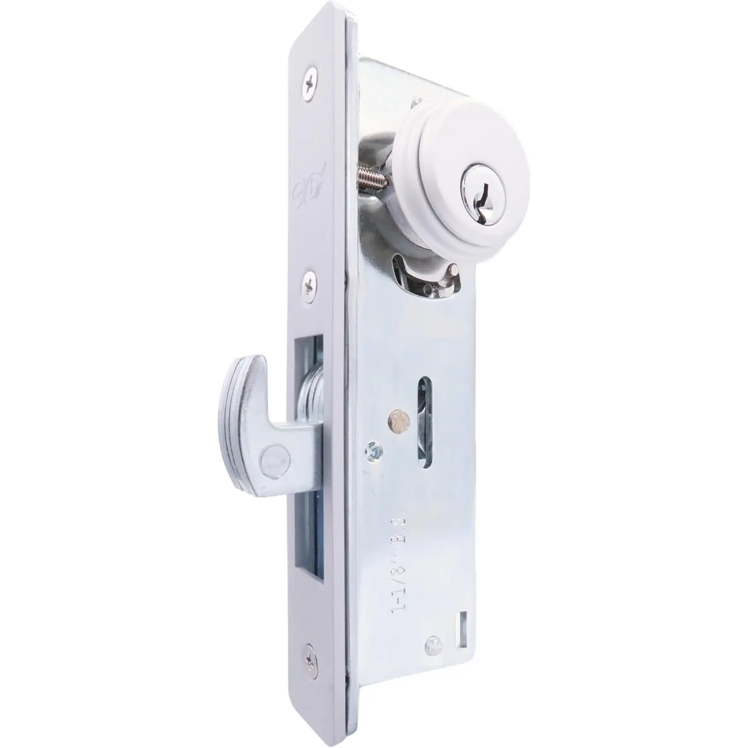 Storefront Narrow Stile Mortise Door Lock Hook Deadbolt, Sliding Deadbolt & Zinc Alloy Cylinder Combo with Key &  rite cam, (1-1/8" Backset,  Color)