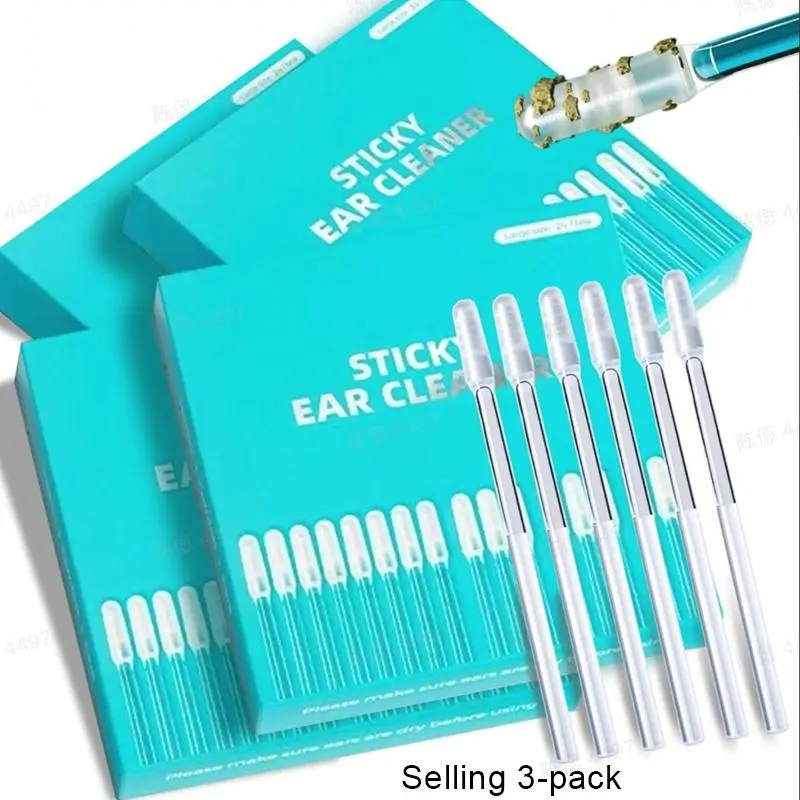 Disposable sticky ear wax remover sticks with adhesive to pull ear wax easily. Soft safe material for adults & kids, painless ear cleaning tool, Ear Cleaners, portable for home and travel to keep ear canal hygienic. Earwax Remover Sticks