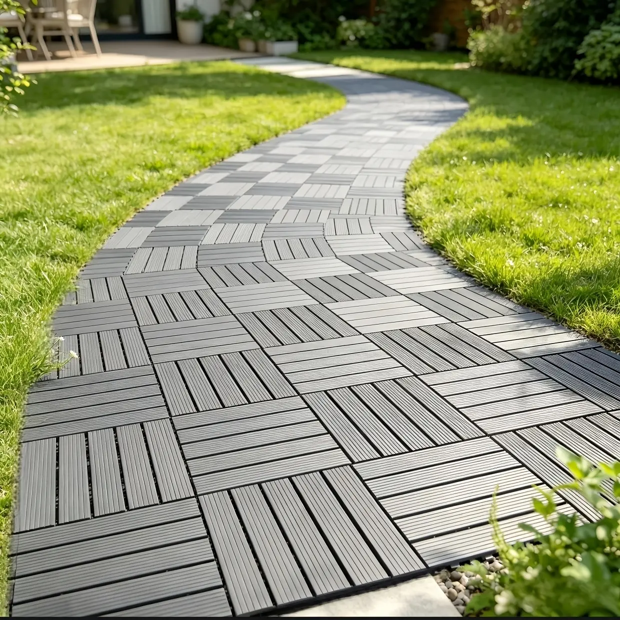 11/22/33 piece plastic floor tile set, available in gray/light gray colors, waterproof and anti slip, can be spliced all day modular outdoor courtyard flooring, suitable for balconies, gardens, simple and convenient, quick installation, sturdy and durable