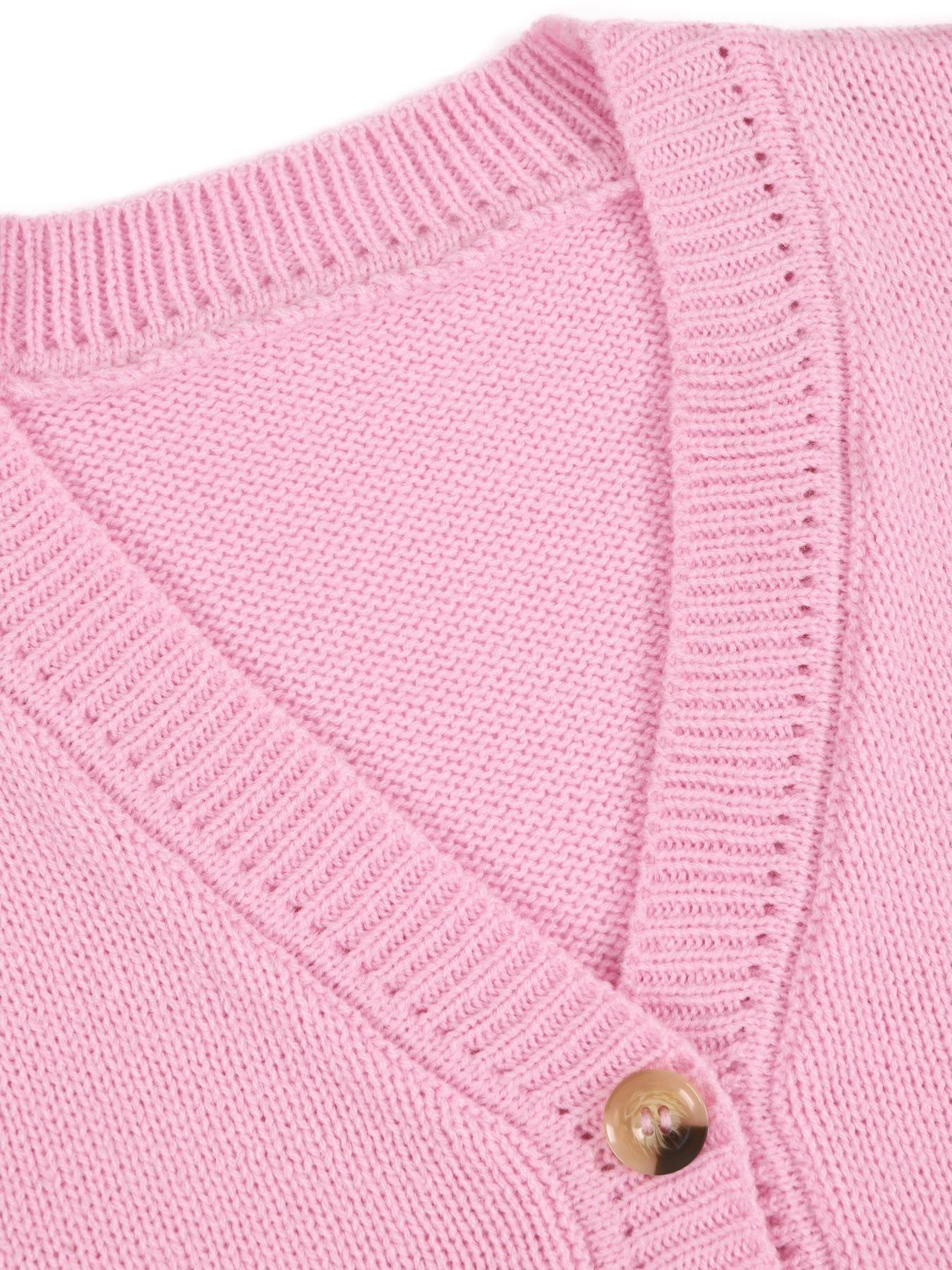 Women's Solid Button-Front Drop-Shoulder V-Neck Cardigan & Elastic Waist Wide-Leg Pants 2-piece Set, Casual Fashion Cozy Knitwear Set for Daily Outdoor Wear, Women's Outfit for Fall & Winter