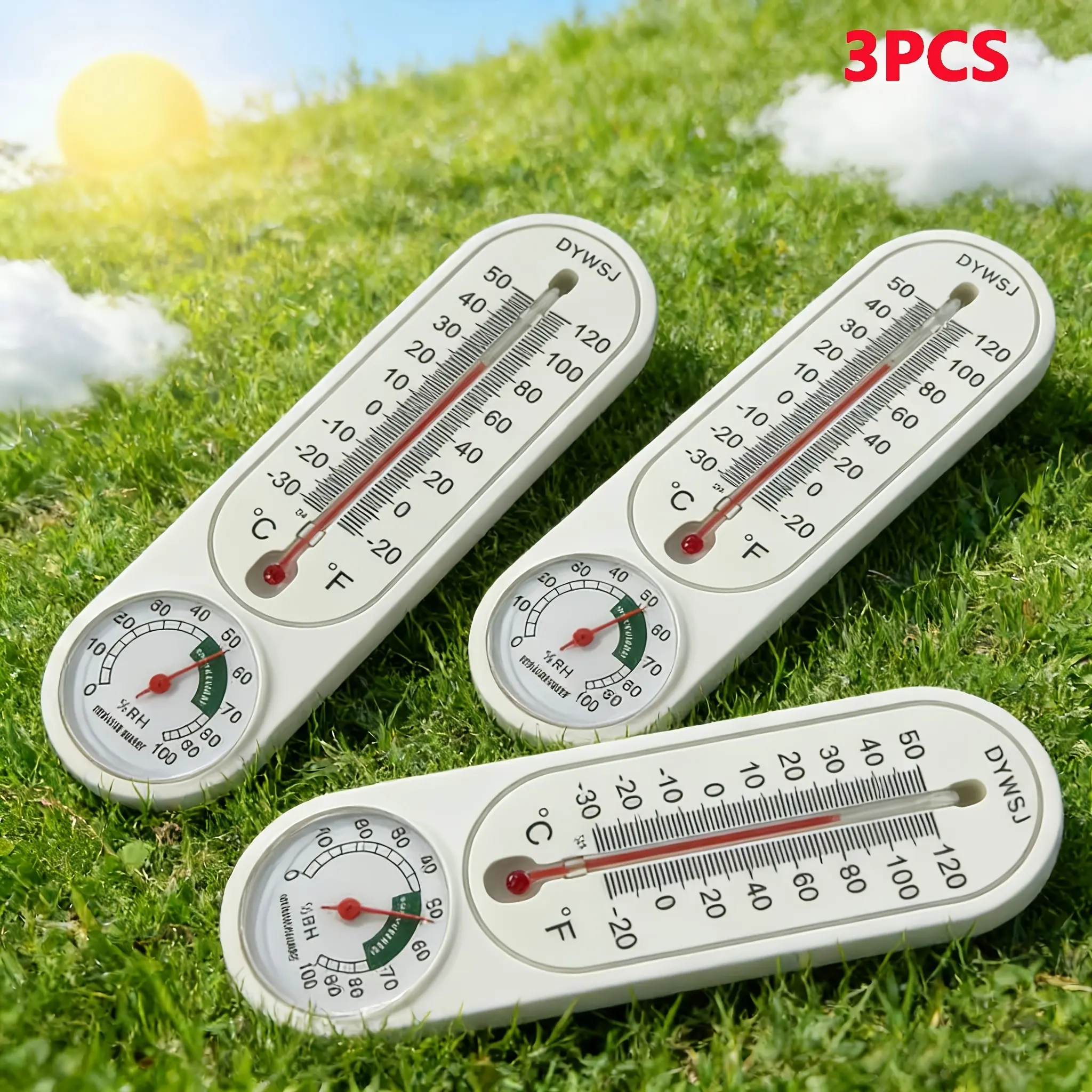 3pcs Indoor Outdoor Thermometer, Wall-Mounted, Precise Temperature & Humidity Measurement, Durable Abs Material, No Assembly Needed, Thermometer And Humidity Gauge