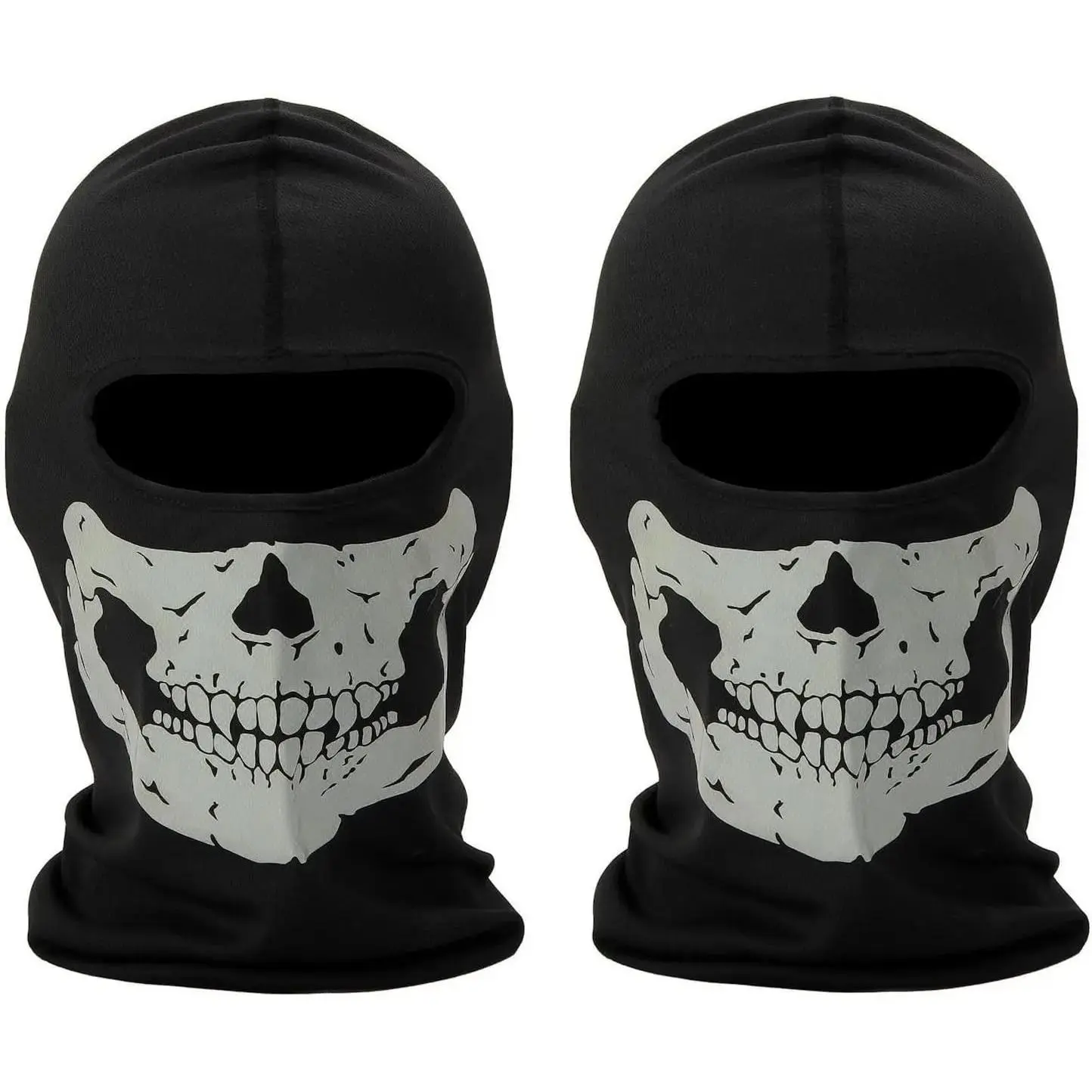 2 Pack Balaclava Black Ghosts Skull Full  Mask for Men Women  Party Halloween   Cycling Outdoor Skateboard Hiking Skiing Yifanyou Sports