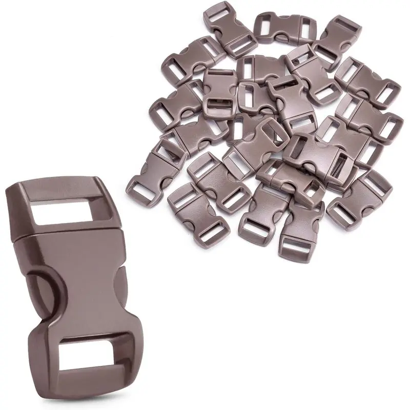 Outdoor activitiesCooBigo 25Pack 3/8" Paracord Buckles, Curved Paracord Bracelet Clip, Plastic Side Release Buckle for Parachute 550 Cord Bracelet Clasps Dog Collar Straps DIY Craft Accessories (Coyote Brown)