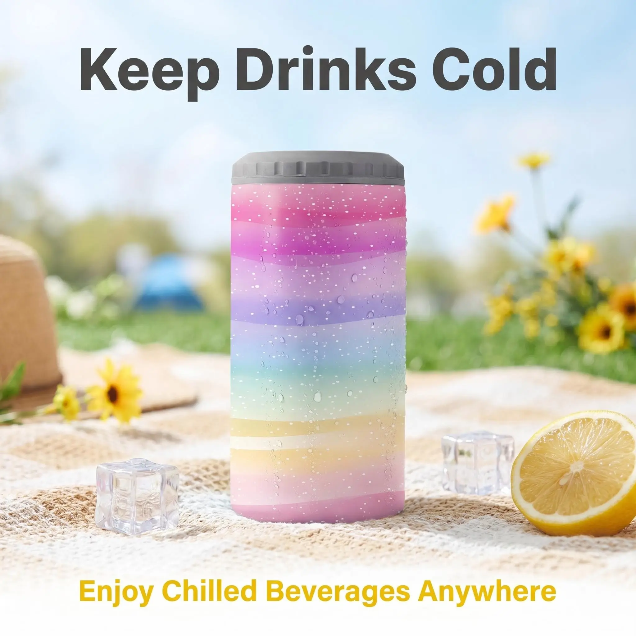 1pc/12oz/350ml,Slim Can Cooler,Insulators,Doucle-Walled Stainless Steel Insulated Slim Cans,2-In-1 Insulated Can Cooler Cup,Very Suitable For Family And Friend Gatherings,Thanksgiving Gifts,Halloween Gifts,Holiday Party Decorations