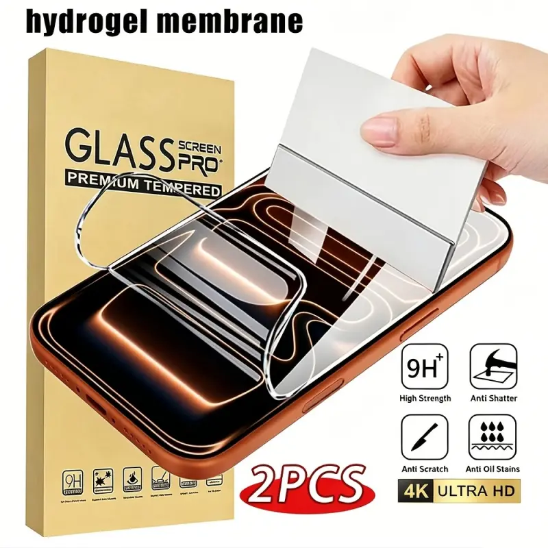2-piece hydrogel film dustproof tempered film suitable for iPhone 17 Pro Max 6.9inch compatible with 17 Pro/17/17e/17 Air/16 Pro Max/16/16e/16 Pro/16 Plus/15 Pro Max/15/15 Pro/15 Plus/14 Pro Max/14/13 Pro Max/12/11. High-definition transparent gel screen