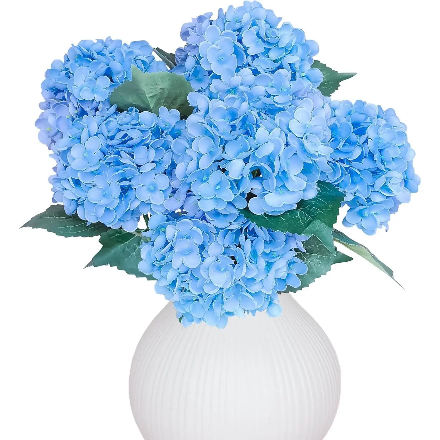 6PCS High-Quality Silk Full Blooming Hydrangea Artificial Flower Bouquets - Iron-Stemmed Decorative Reusable Faux Arrangements for Home Wedding Table Centerpieces